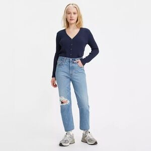 Levi's Premium 501 Original Cropped High Rise Jeans 28 Medium Wash